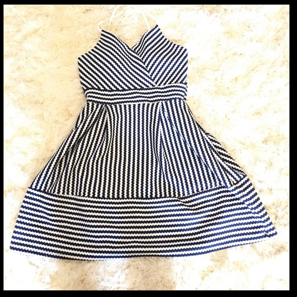 Charlotte Russe Navy stripe cross back dress